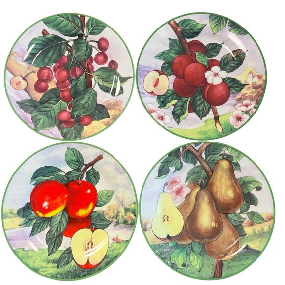 I. Godinger & Co. Set of 4 Dessert Plates 7.5" Fruit Food Spring Design #9530 - Picture 1 of 9